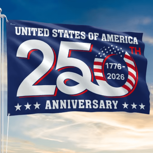 250 Year American Anniversary Flag, 250th Anniversary USA Flag 3x5 Ft, Patriotic Decorations 4th of July Yard Flags for Outside, Outdoor Banner for Home Decor