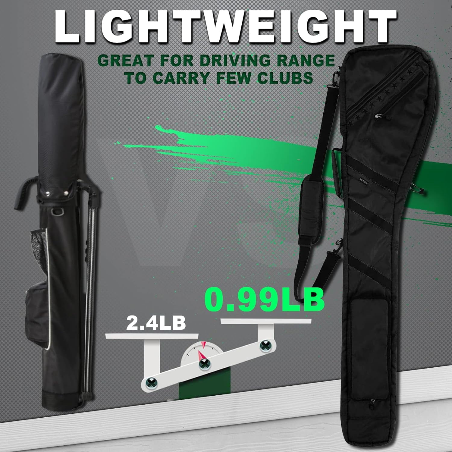 Golf Sunday Bag, Small Golf Bag Lightweight, Par 3 Golf Bag for A Few Clubs Driving Range, Practice with Carry Shoulder Strap Foldable Multi-Colour