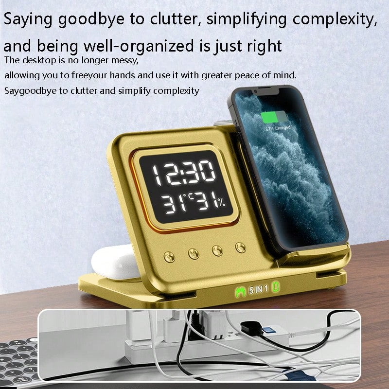 New Foldable Five-In-One Wireless Charger Compatible With Apple, Mobile Phones, Earphones, Watches And Wireless Chargers Office, Dorm, Home Phone Charger