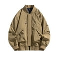 thumbnail image 2 of COSFO Solid Mens Jacket Zip Up Bomber Casual Brown Coat Loose Long Sleeve with Pocket Lightweight Jackets, 2 of 9