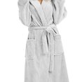 thumbnail image 5 of EQWLJWE Fashion Women Casual Long Sleeve Hooded Belt Pocket Long Bathrobe Home Service Sleepwear Robes Holiday Clearance, 5 of 8