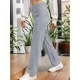 thumbnail image 7 of Weardear Women's Casual Straight Leg Pants High Waisted Button Down Stretchy Business Work Trousers with Multiple Pockets, 7 of 7