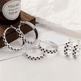 thumbnail image 3 of YEUOYEA Silver Plated Checkered Hoop Earrings for Women, Black White Enamel Wide Hoops, 40mm, 3 of 7