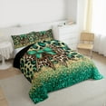 thumbnail image 3 of Manfei Cartoon Leopard Hide Queen Comforter Set,Cheetah Print Bow Tie Bedding Sets,Cyan Gold Brown Bedding Comforter Set For Teens,Microfiber Bedroom Decor Reversible,3pcs, 3 of 8