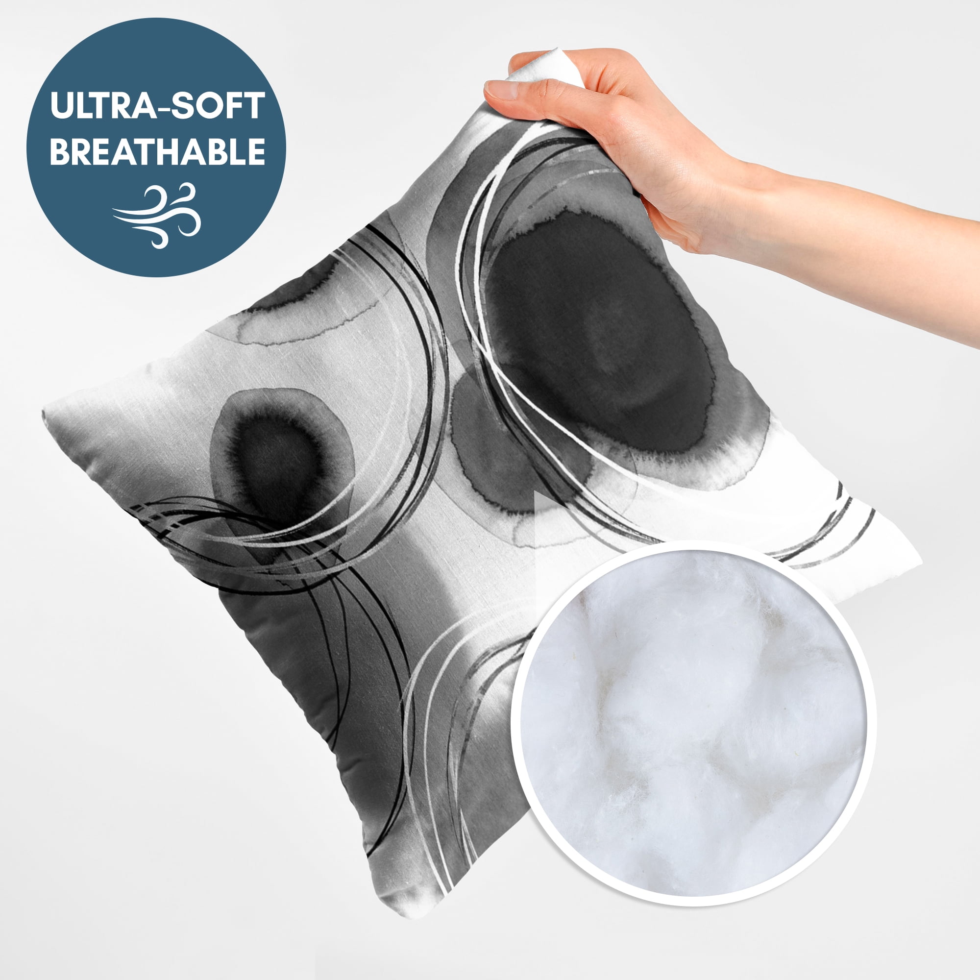 Americanflat 20"x20" Abstract Throw Pillow with Premium Polyester - Black and White