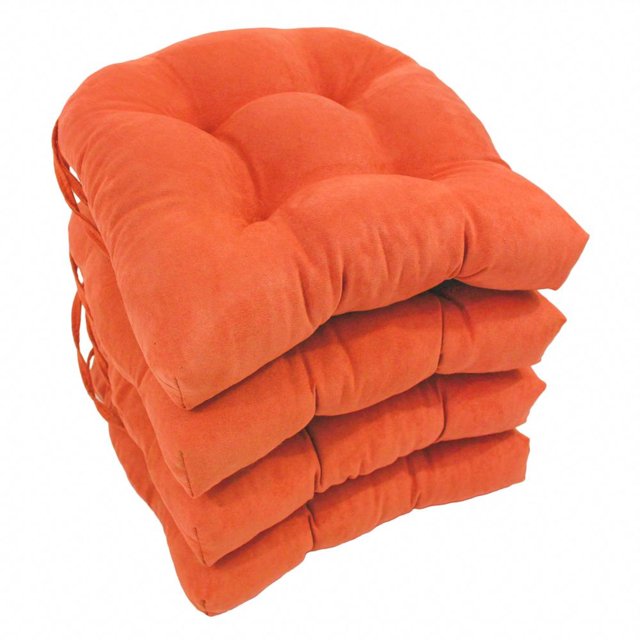 Coussins de Chaise Capitonnés en Microsuède Uni en Forme de U de 16 Po (Ensemble de 4)