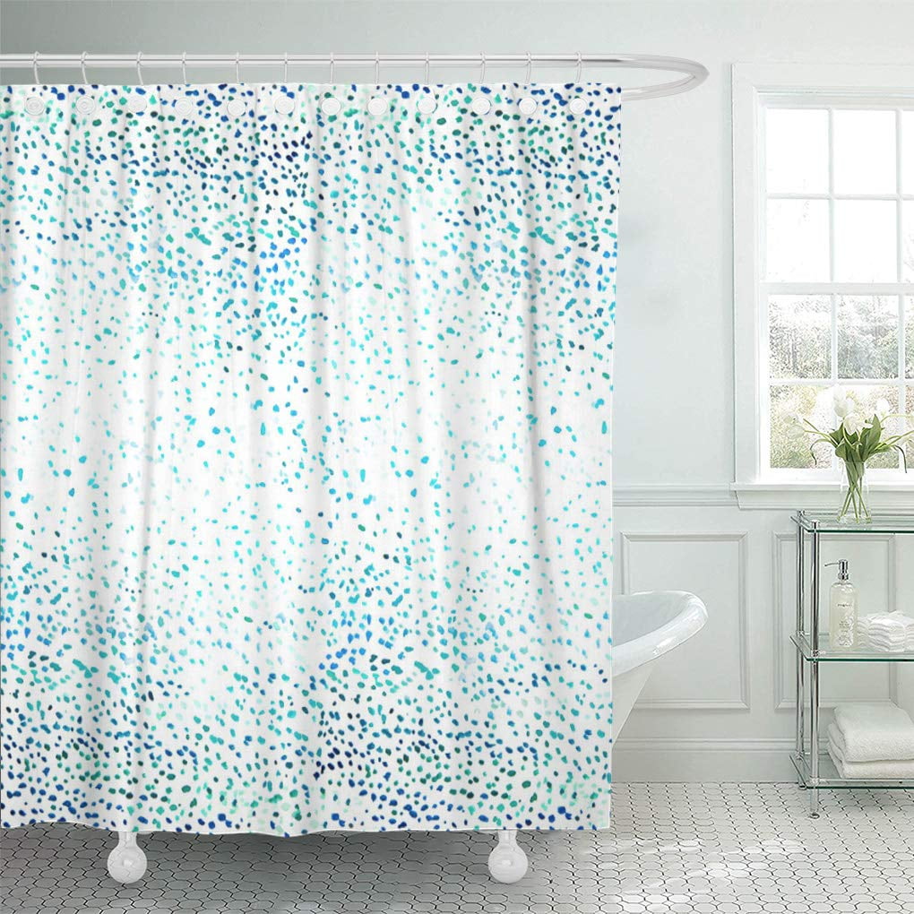 ATABIE Gradient Aqua Blue Watercolor Ombre Dots Artistic Fun Shower