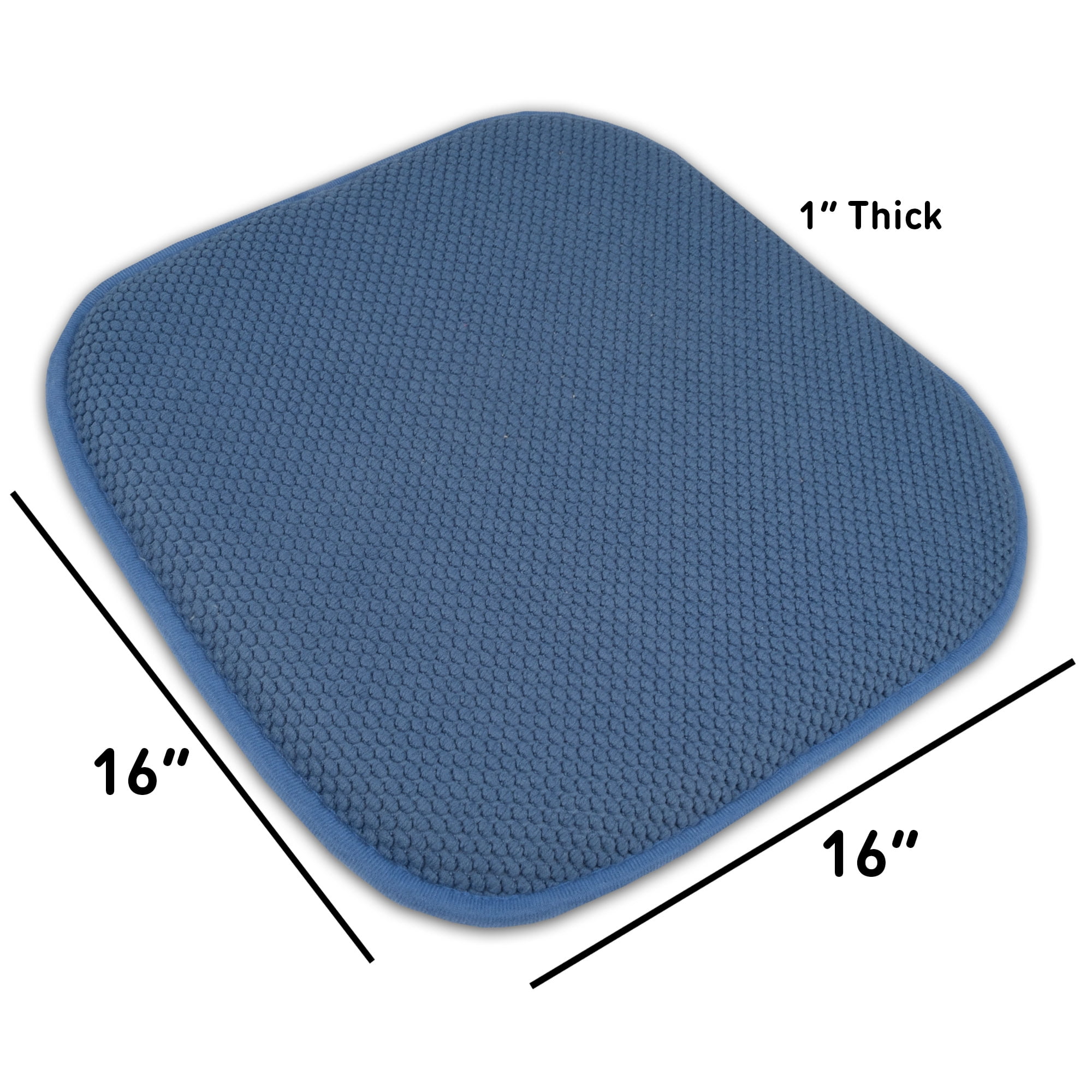 Sweet Home Collection Memory Foam Honeycomb Non-Slip Back 16" x 16" Chair Pad - Blue, 6 Pack