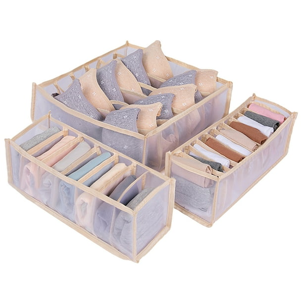 Juego de 3 Piezas Btafrte Caja Almacenamiento Ropa Interior y Calcetines Blanco