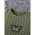 thumbnail image 5 of Haitryli Girls Workout 3Pcs Outfit Long Sleeve Cropped Hoodie with Striped Texture Tank Top Camouflage Sweatpants Black Army Green 11-12Y, 5 of 6