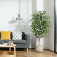thumbnail image 6 of 5FT Artificial Ficus Tree with Natural Wood Trunk and Lifelike Leaves, Silk Fake Potted Tree with Wood Branches, Faux Tree for Office Home Decor, 6 of 12