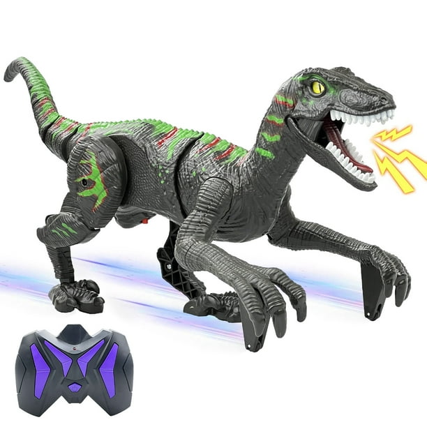Juguetes De Dinosaurio Rc De 2,4 Ghz Con 8 Canales De Simulación De Juguete Velociraptor Usb Recargable Caminar Dinosaurio Robot Juguetes Con Led Muyoka Hogar