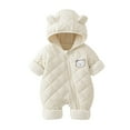 thumbnail image 4 of Winter Coat Hooded Romper Coat for Toddler Winter Warm Outfits Warm Windproof Long Sleeve Baby Coat 6-12 Months, 4 of 4