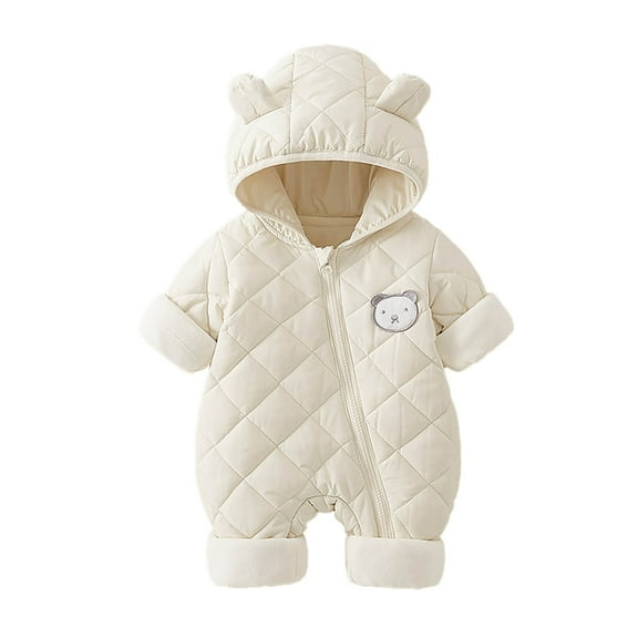 CUZIBR Baby Bear Suit Winter Coats Warm Hooded Jumpsuit Oneise For Boys Girls Comfort Dailywear For Toddler