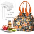 thumbnail image 4 of Pioneer Flower Drawstring Lunch Bag Women - Drawstring Lunch Bag Insulated for Work Office - Stain-Resistant Large Lunchbags for Women with Multi-Pockets, 4 of 6