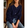 thumbnail image 5 of Gynyvoja Long Sleeve Crewneck Button Down Womens Sweaters Spring Open Front Chunky Cardigan for Women Navy Blue XL, 5 of 9