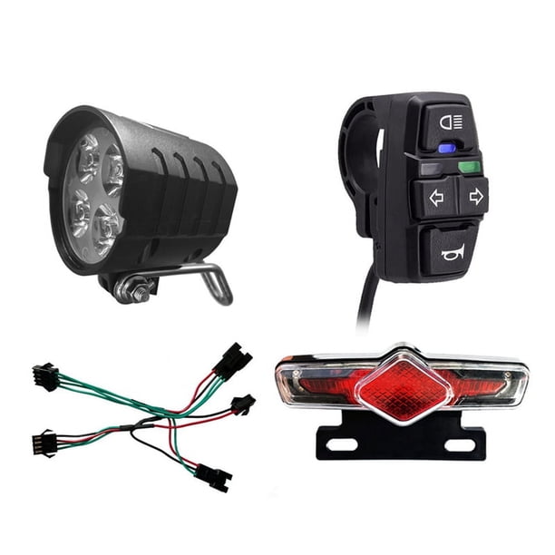 Conjunto de Luces Delanteras y Traseras de Bicicleta EléCtrica Entrada 36V 48V 52V 60V con Interruptor de de Bocina de Luz DK336 Luz de Bicicleta EléCtrica