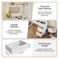 thumbnail image 6 of Vanity Desk with Mirror and Lights, 35.4" Makeup Vanity Table with 4 Fabric Drawers & Storage Shelves, Adjustable LED Lights,Vanity Table for Bedroom, 6 of 8