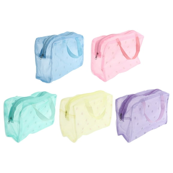 5 Pcs PVC Makeup Tote Bags for Women, Large Capacity Cosmetic Travel Organizer Handbags Set