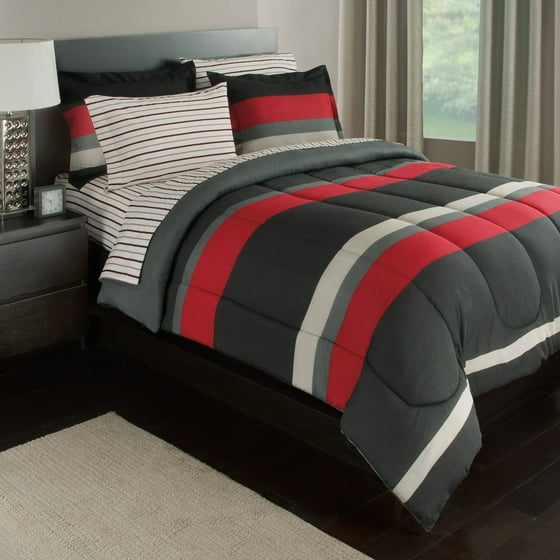Rugby Stripe Reversible BedInABag Bedding Set Available In Multiple