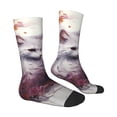 thumbnail image 4 of Yiaed White Red Cat Couple Print Great elasticity Crew Socks Sports socks for Men and Women, 4 of 5