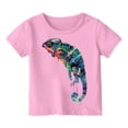 thumbnail image 1 of XDZJLR Hauts Garçons T-Shirt d'Été Col Rond Imprimé Manches Courtes Mode Décontracté Rose 6-7 Ans, 1 of 4