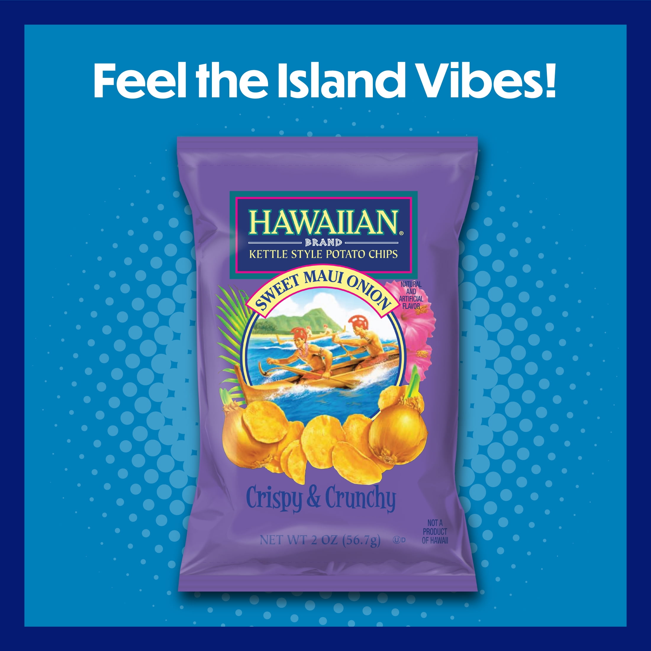 Hawaiian Brand Sweet Maui Onion Kettle Style Potato Chips, 2 oz Bag