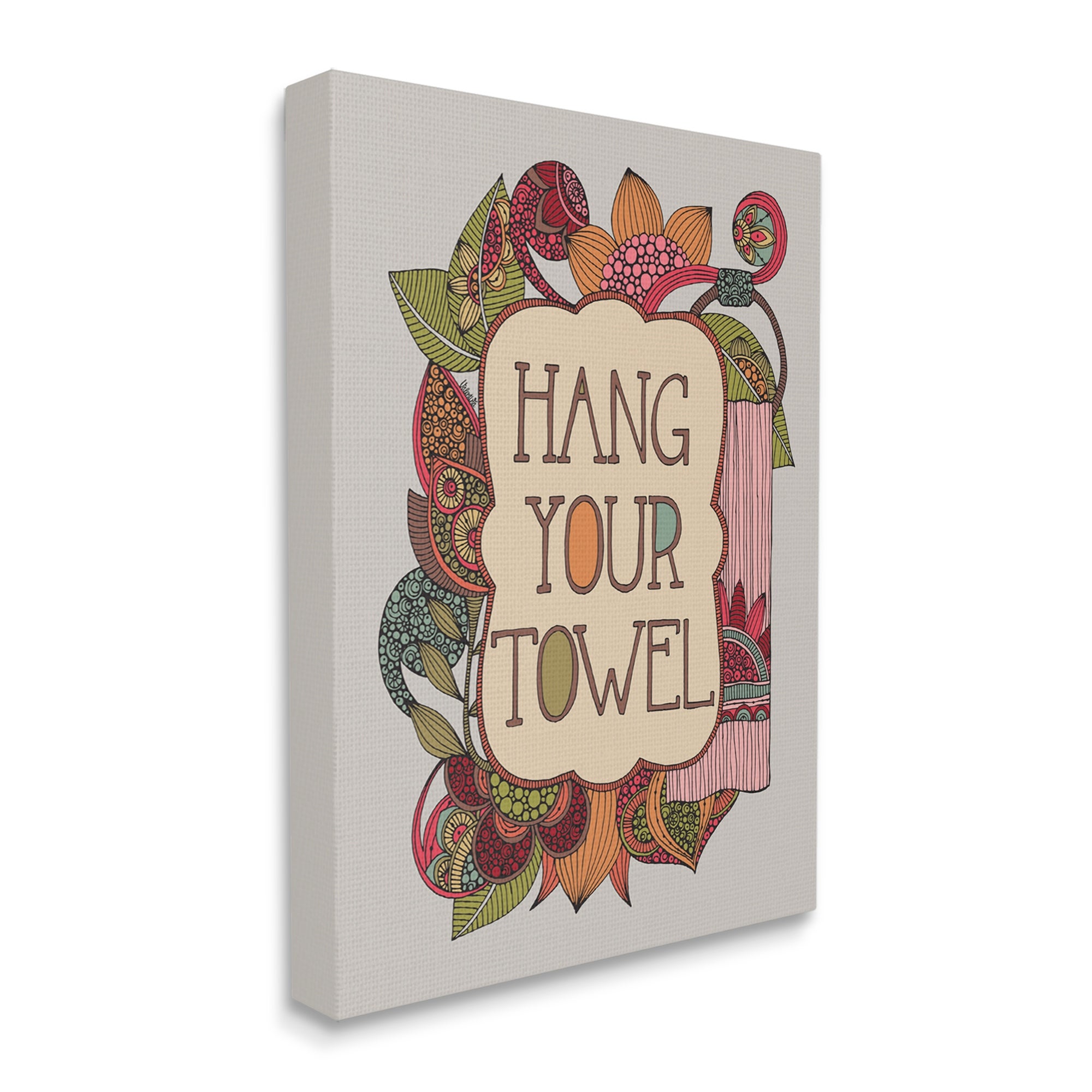 Stupell Industries Hang Your Towel Intricate Floral Mandala Shapes Graphic Art Gallery Wrapped Canvas Print Wall Art, Design by Valentina Harper