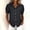 Black, variant on Womens Shirts Denim Puff Sleeve Washed Button Up Work Spring Summer T Shirts for Women Black L