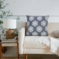 thumbnail image 3 of LR Home Ox Bay Hand-Woven Blue/White Floral/Botanical All-Natural Cotton Pillow Cover, 3 of 9