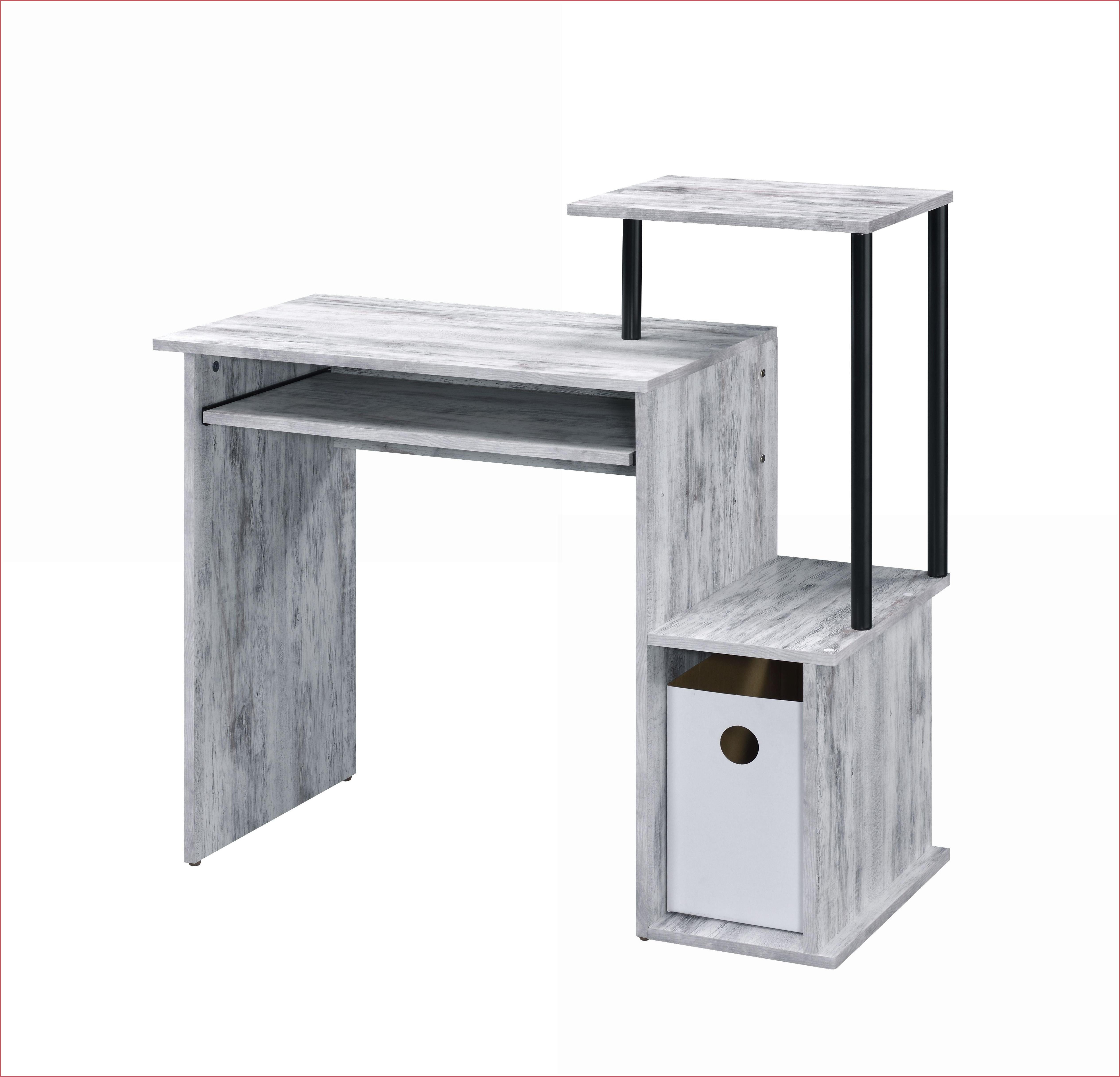 Computer Desks with Keyboard Tray, Storage & Shelf | Antique White & Black | Metal & Synthetic Wood