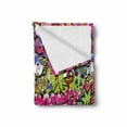 thumbnail image 2 of Urban Graffiti Soft Flannel Fleece Blanket, Arrow Pierced Bubbly Hearts and Skull Detailed Sharp Edged Shapes Street Art, Cozy Plush for Indoor and Outdoor Use, 60" x 80", Multicolor, by Ambesonne, 2 of 6