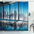 thumbnail image 1 of Ambesonne Cityscape Shower Curtain, Buildings with Glass, 69"Wx84"L, Blue Black and White, 1 of 3