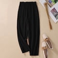 thumbnail image 3 of TRUBKH Linen Pants Women Linen Cotton Blend Pants Balloon Pants Casual Pants for Women Beach Pants for Women Beach Palazzo Pants Straight Leg Trousers Flowy Pants Lounge Trousers Black L, 3 of 8