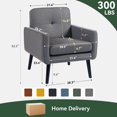 thumbnail image 2 of Modern Breathable Farbic Accent Chair with Arms, Upholstered Lounge Chair For Living room Bedroom Reading Home Office(1PC,Gray), 2 of 9