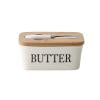 Caja de sellado de mantequilla nórdica Contenedor de almacenamiento de queso de mantequilla de madera de cerámica (B) Ehuebsd Libre de BPA