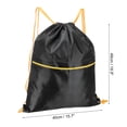 thumbnail image 2 of Uxcell Drawstring Backpack Bags Drawstring Gym Bag with W Zipper Side Pocket for Women Men Black, 2 of 5