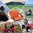thumbnail image 5 of Stadium Seat for Bleacher & Bench Portable Folding Chair with Padded Cushion Reclining Stadium Chair with Back Support, Shoulder Straps, Zipper Bag, Orange, 2PCS, 5 of 11