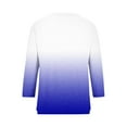 thumbnail image 5 of TKLPEHG Tops for Women Trendy Summer Lightweight Gradient Color Graphic Tee Casual Loose Going Out Tops Button V Neck Tunic Shirts 3/4 Sleeve T Shirts Blouse(Blue,XL), 5 of 5