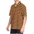 thumbnail image 2 of joogoo Men's Hawaiian Shirt Orange Checked Grid Pattern Short Sleeve Casual Button Down Shirts L, 2 of 6