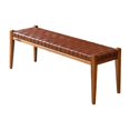 thumbnail image 3 of Lipstore Accent Bench End of Bed Bench PU Leather Long Bench Ottoman Bench Wood Bench for Brown, 3 of 8