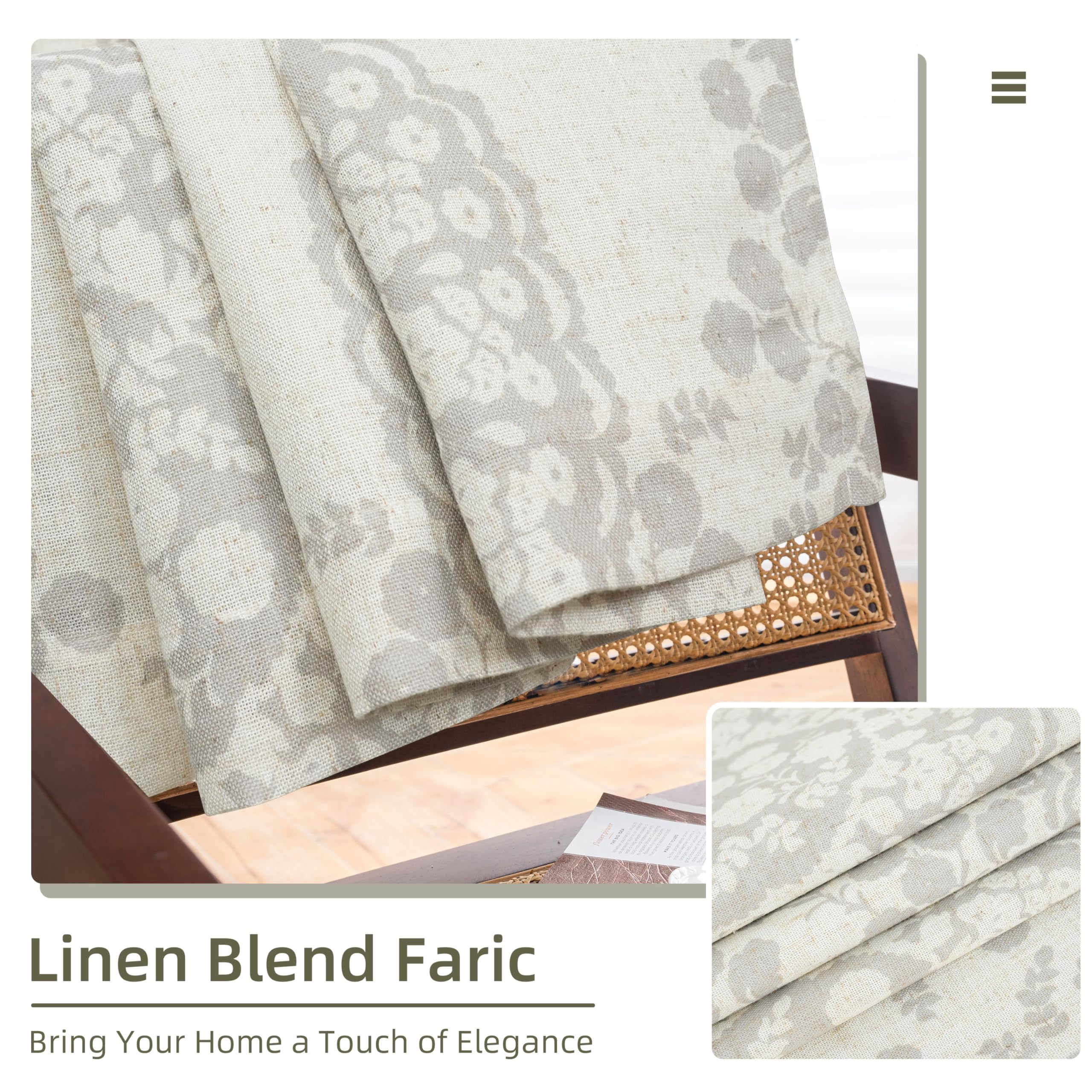 DriftAway Damask Curtains Gray Room Darkening Curtains for Bedroom 84 inch Grommet Thermal Drapes for Living Room French Country Farmhouse Medallion Damask Window Treatments 2 Panels Linen Gray