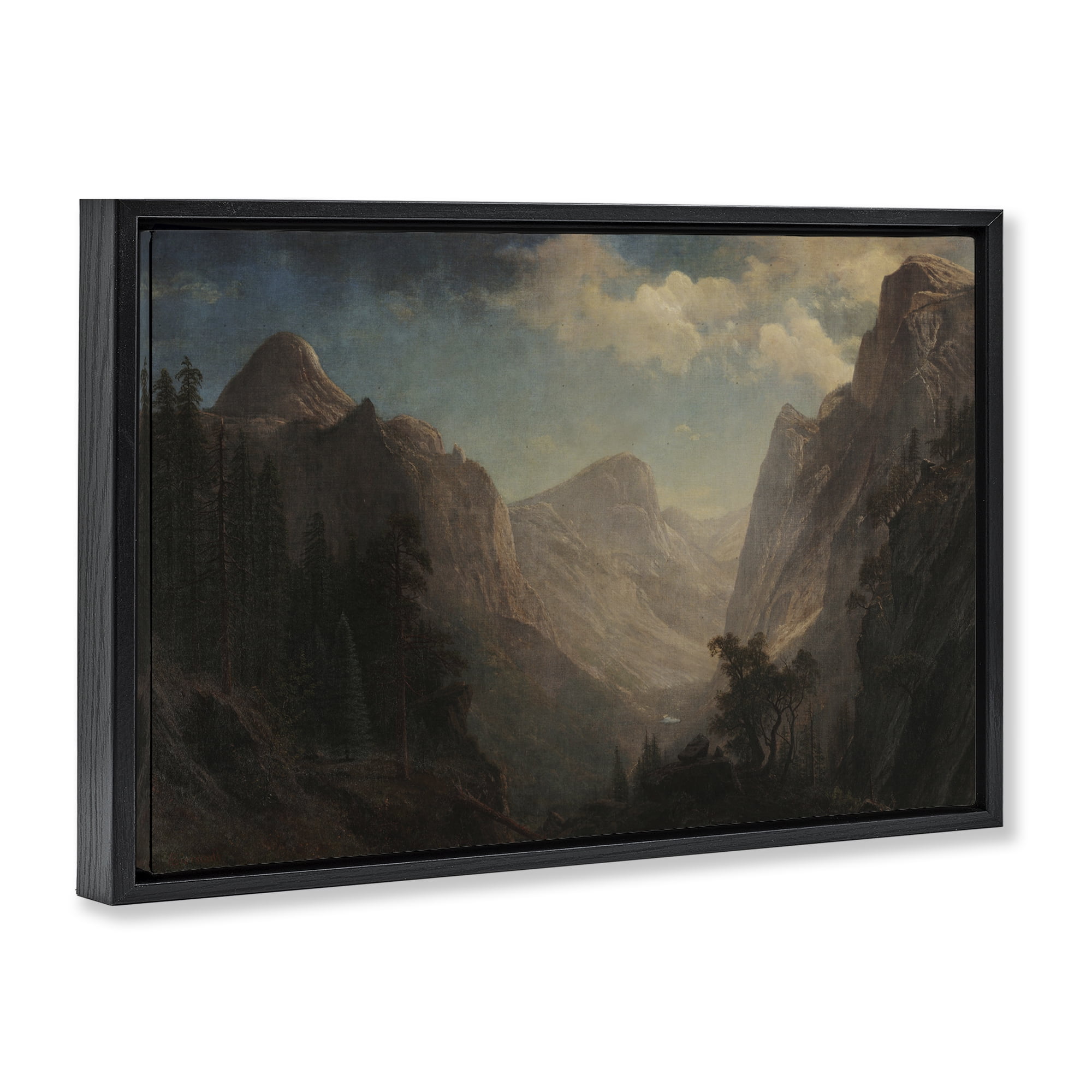Stupell Industries Classic Bierstadt Valley Landscape Landscape & Nature Painting Black Floater Framed Canvas Art Print Wall Art, 31 x 21