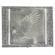 VILLAGE GIFT IMPORTERS Elegant Jewelry Box with Metal Cladding and Soft Fabric Interior (Eagle, Silver Finish)