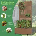 thumbnail image 6 of MAYEERTY 35*16*71"Outdoor Brown Metal Planter with Rect Louvered Climbing Trellis, Drainage hole & Wheels, 6 of 9