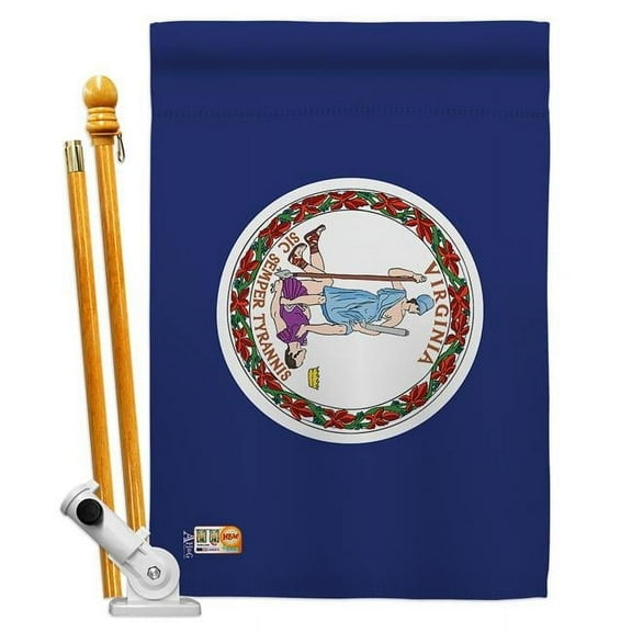 Americana Home & Garden AA-SS-HS-140547-IP-BO-D-US18-AG 28 x 40 in. Virginia States Impressions Decorative Vertical Double Sided House Flag Set & Pole Bracket Hardware Flag Set