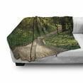 thumbnail image 3 of Outdoor Soft Flannel Fleece Blanket, Footpath Green City Park Sun Rays Freshness Hiking Forest Tranquil Botany, Cozy Plush for Indoor and Outdoor Use, 70" x 90", Green Beige Yellow, by Ambesonne, 3 of 6