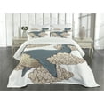 thumbnail image 3 of Ambesonne Whale Quilted Bedspread Set 3 Pcs, Sky Clouds Animal Fish, King Size, Beige Slate Blue, 3 of 5