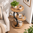 thumbnail image 3 of Biemlerfn 4-Tier Round Side Table, Small End Table with Metal Frame, Wood Nightstand for Patio, Sofa, Living Room & Bedroom, Brown, 3 of 8