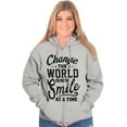 thumbnail image 3 of One Smile At A Time Optimistic Zip Hoodie Sweatshirt Women Brisco Brands L, 3 of 6